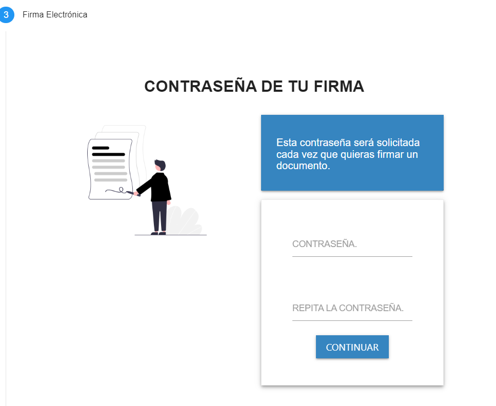 Creación de la contraseña de firma.