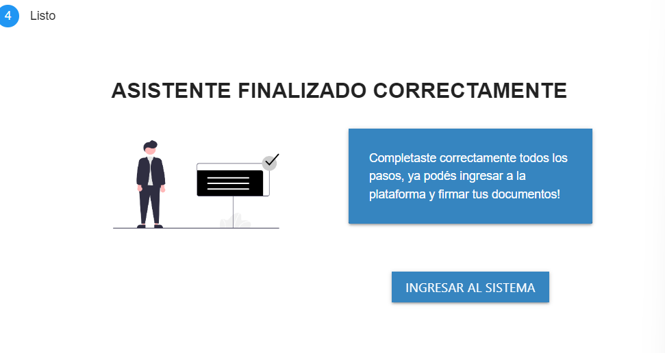 Asistente finalizado correctamente: ya puede ingresar al sistema.