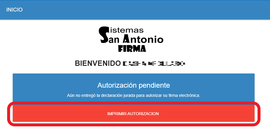Autorización pendiente: botón "Imprimir autorización".