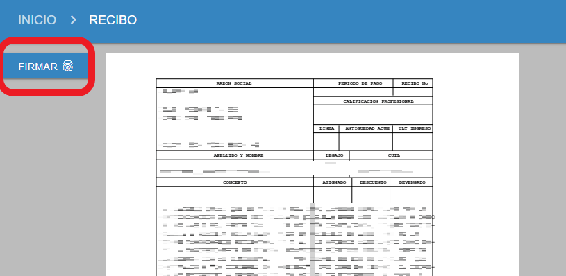 Vista del documento con el botón "Firmar".